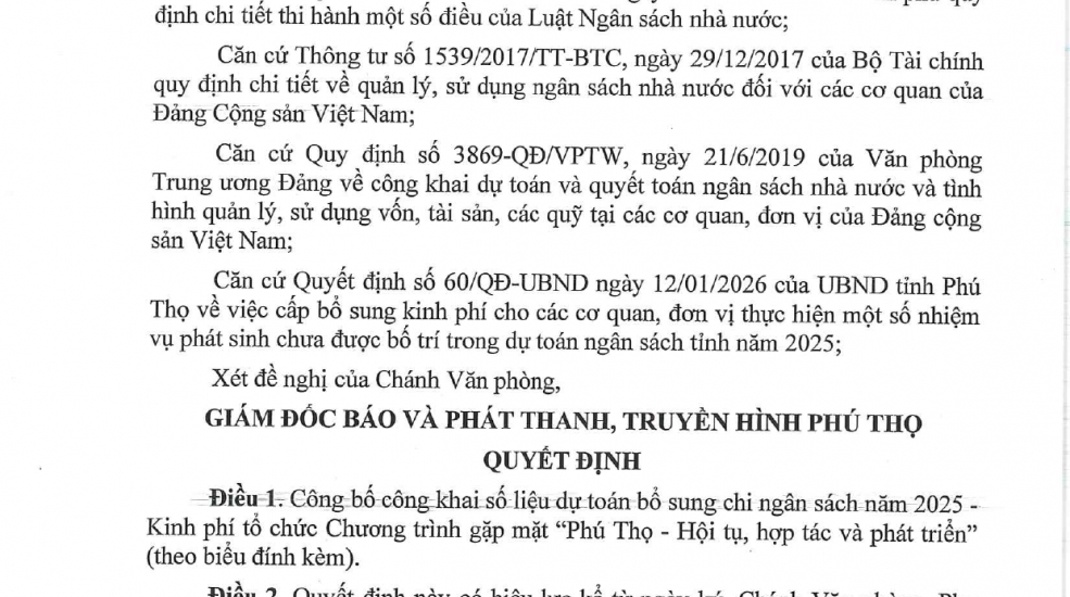 Dự toán bổ sung chi ngân sách năm 2025 Dự toán bổ sung chi ngân sách năm 2025