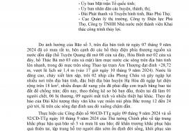 Công điện của UBND tỉnh Phú Thọ về việc khẩn trương khắc phục hậu quả thiên tai, tập trung hỗ trợ người dân bị ảnh hưởng bởi cơn bão số 3