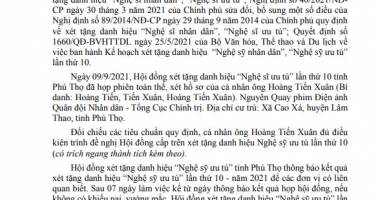 THÔNG BÁO Kết quả họp Hội đồng xét tặng danh hiệu “Nghệ sỹ ưu tú” lần thứ 10