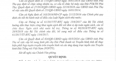 Quyết định về việc công bố công khai dự toán bổ sung chi ngân sách năm 2024 - Kinh phí phối hợp tuyên truyền trên truyền hình và các ứng dụng trực tuyến của Truyền hình Đài Tiếng nói Việt Nam (VOVTV)