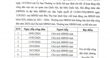 Thông báo lịch tiếp công dân năm 2024