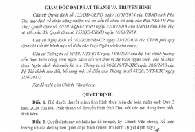 Quyết định về việc phê duyệt thuyết minh tình hình thực hiện dự toán ngân sách Quý 3 năm 2024 của Đài Phát thanh và Truyền hình Phú Thọ