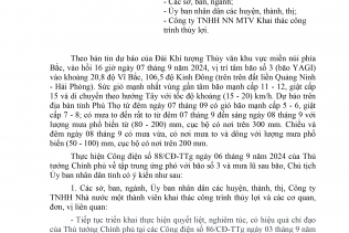 Văn bản về việc tiếp tục chỉ đạo triển khai các giải pháp ứng phó với cơn bão số 3 và mưa lũ sau bão