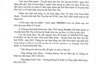 Thông báo về việc tổ chức liên hoan Phát thanh - Truyền hình tỉnh Phú Thọ lần thứ XVIII - năm 2023